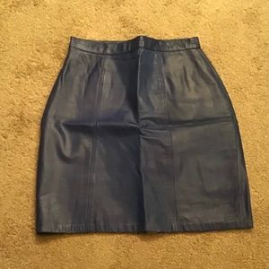 Blue Genuine Leather Skirt - 29” Waist